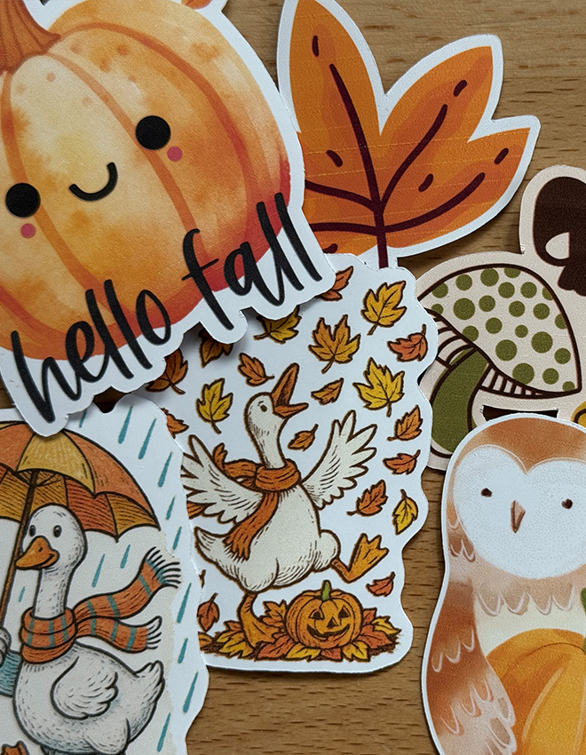 Fall themed stickers made with the Cricut featured in this Project Spotlight blog post