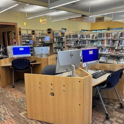 Computer stations at the Hudson Public Library are free for patrons to use