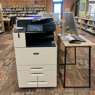 Printing services are offered for patrons of the Hudson Public Library